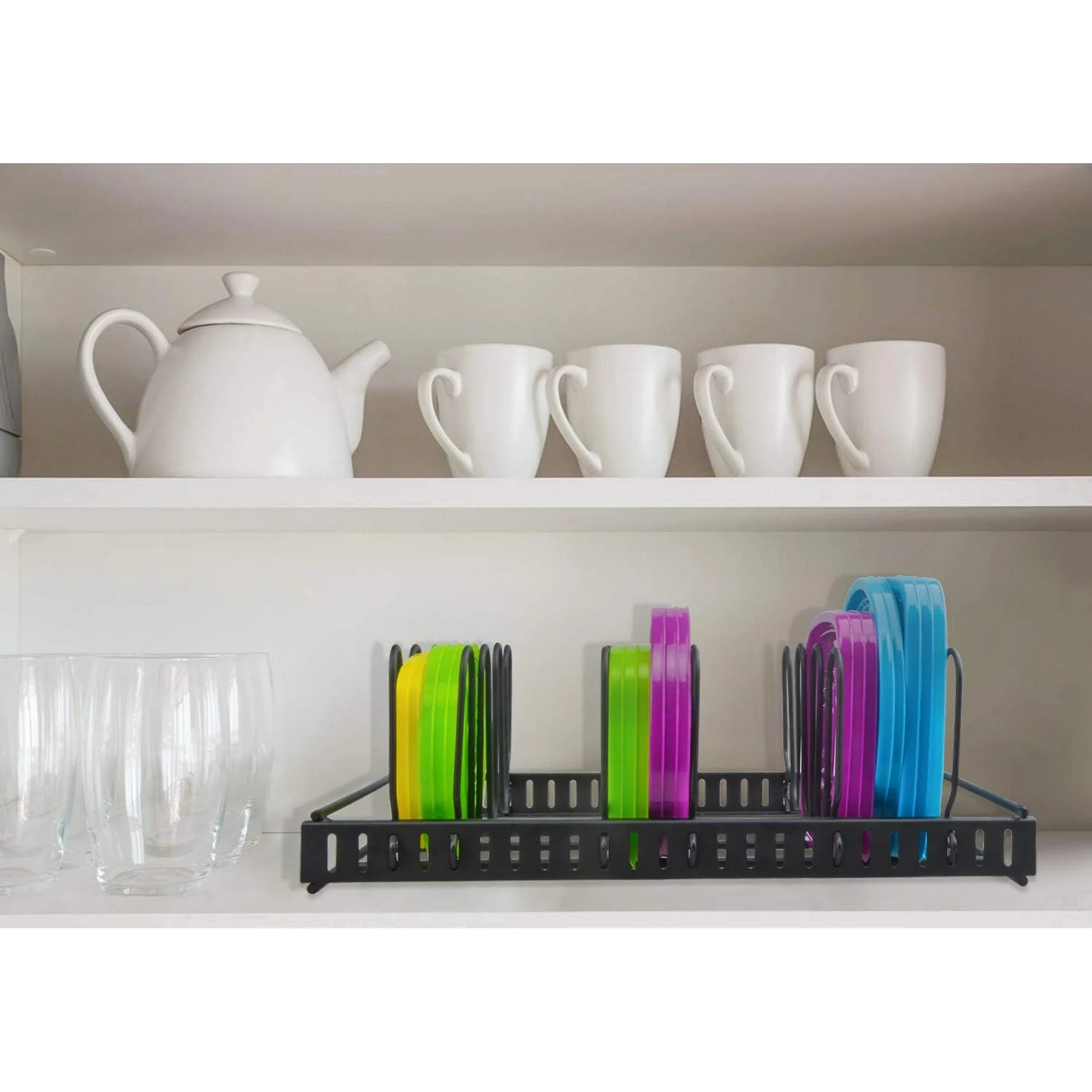 Food Container Lid Organizer with 6 Compartments J597