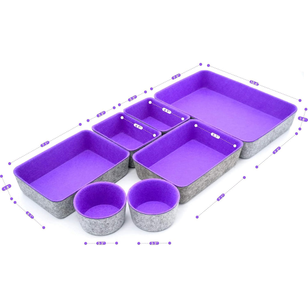 Felt Drawer Organizer Trays 7-Piece Storage Bins for Office Decor E389