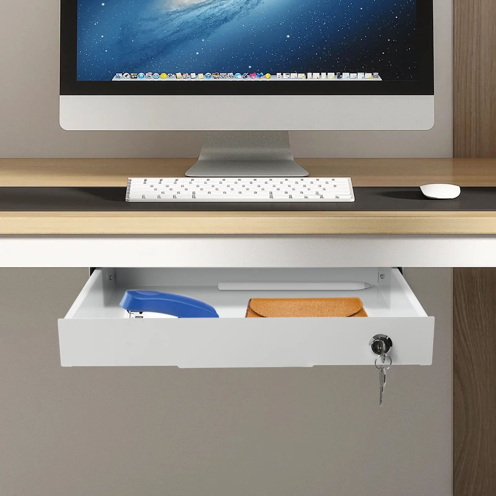 Under Desk Sliding Pull-out Drawer Storage Organizer B3387
