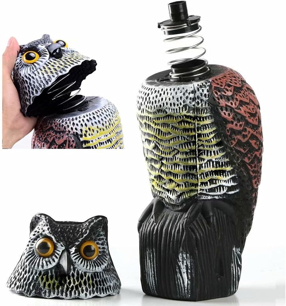 Owl Decoy with 360 Rotating Head to Scare Birds V474