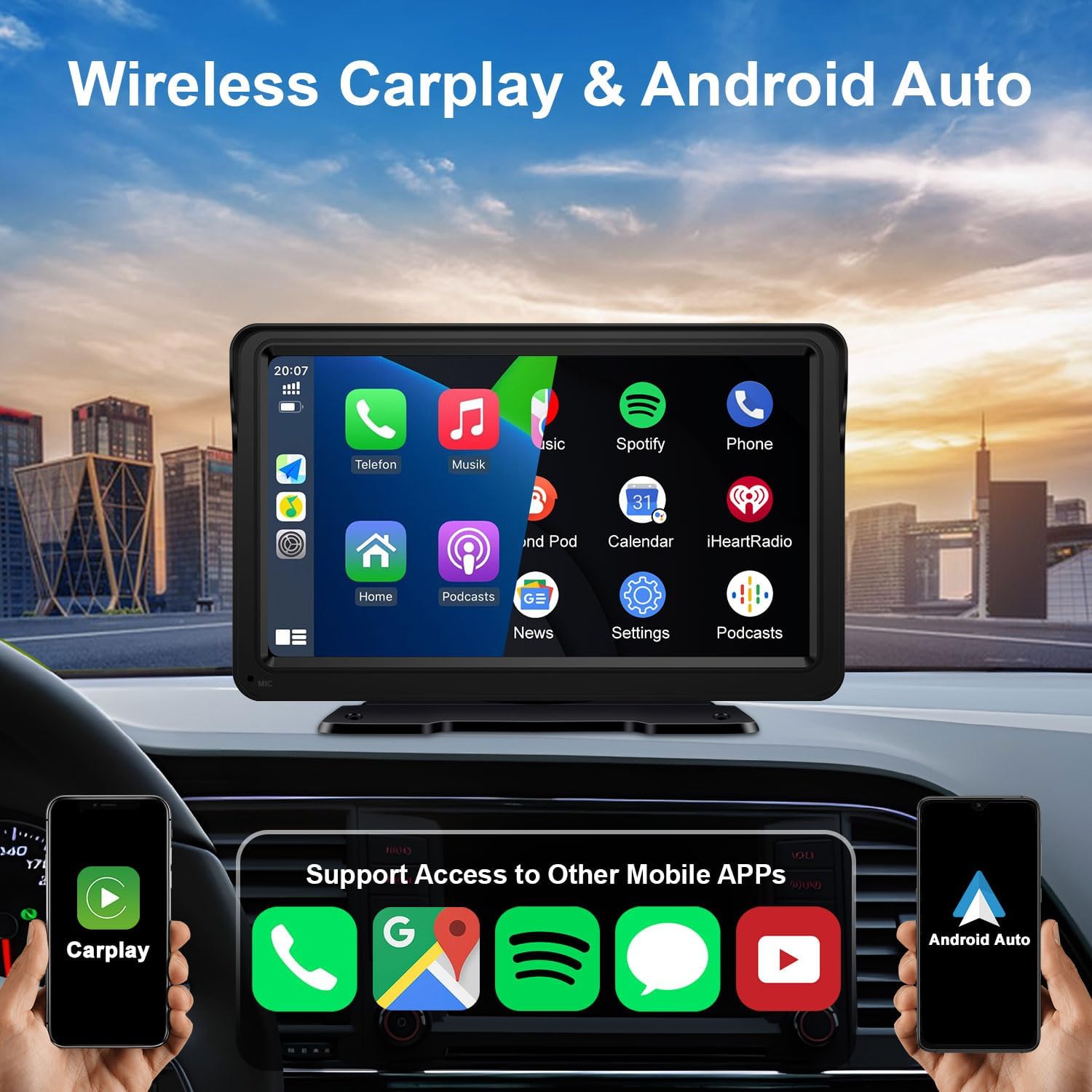 Portable 7 Inch Car Stereo with Bluetooth, GPS Navigation and Touchscreen I405000