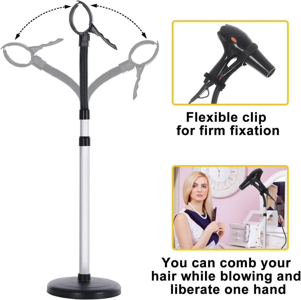 Adjustable Hair Dryer Stand Holder, 360 Degree Rotating Metal I94161