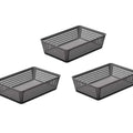 3-Pack Plastic Storage Baskets Bins for Home Junk Drawer, Shelves, and Office Organization, Functional Trays/Containers Great for Kitchen Pantry, Cabinets, Bedrooms, and Bathrooms, Grey