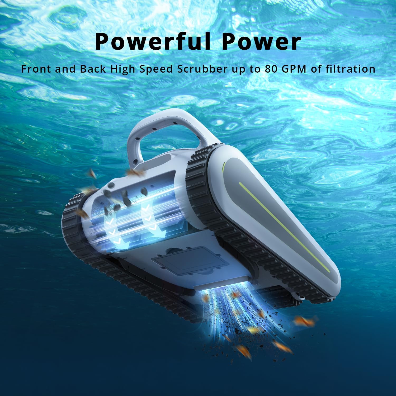 Cordless Robotic Pool Cleaner for Inground Pools with Wall Climbing V908796