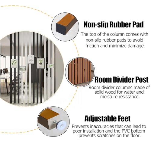 Wall Partition Room Divider Floor to Ceiling Wooden Post M17650