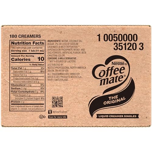 French Vanilla Liquid Coffee Creamer Singles, 180 Count H9408