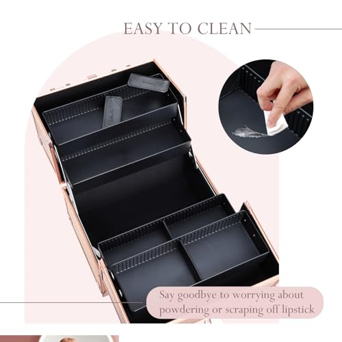 Makeup Train Case 10 Inch Travel Cosmetic Box with Lockable Storage H6469