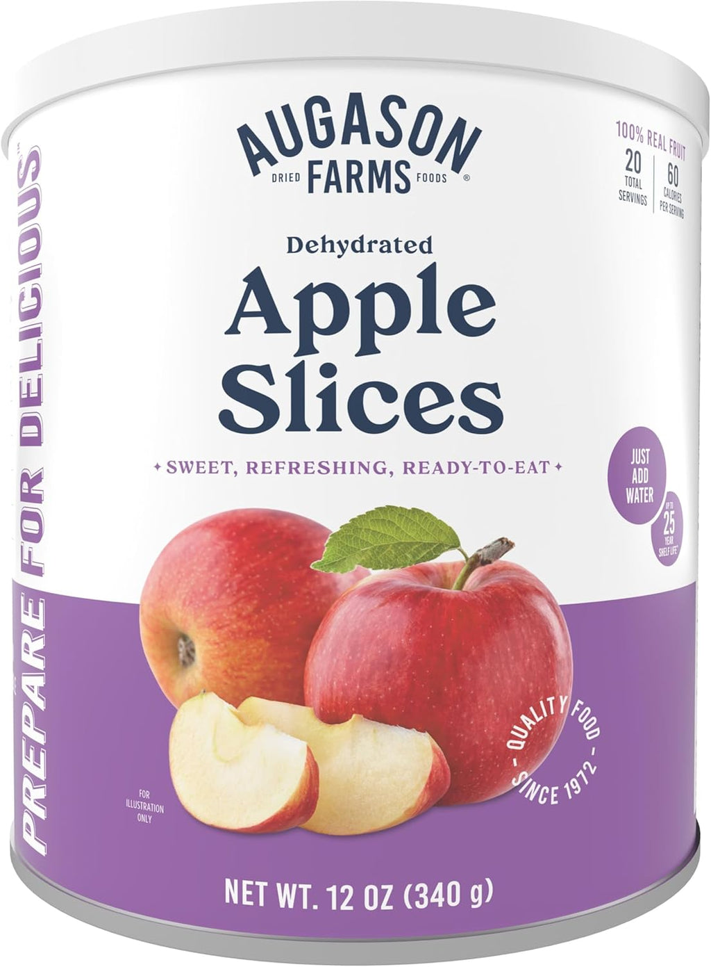 Augason Farms Dehydrated Apple Slices Certified Gluten Free Long Term Food Storage Large No. 10 Can