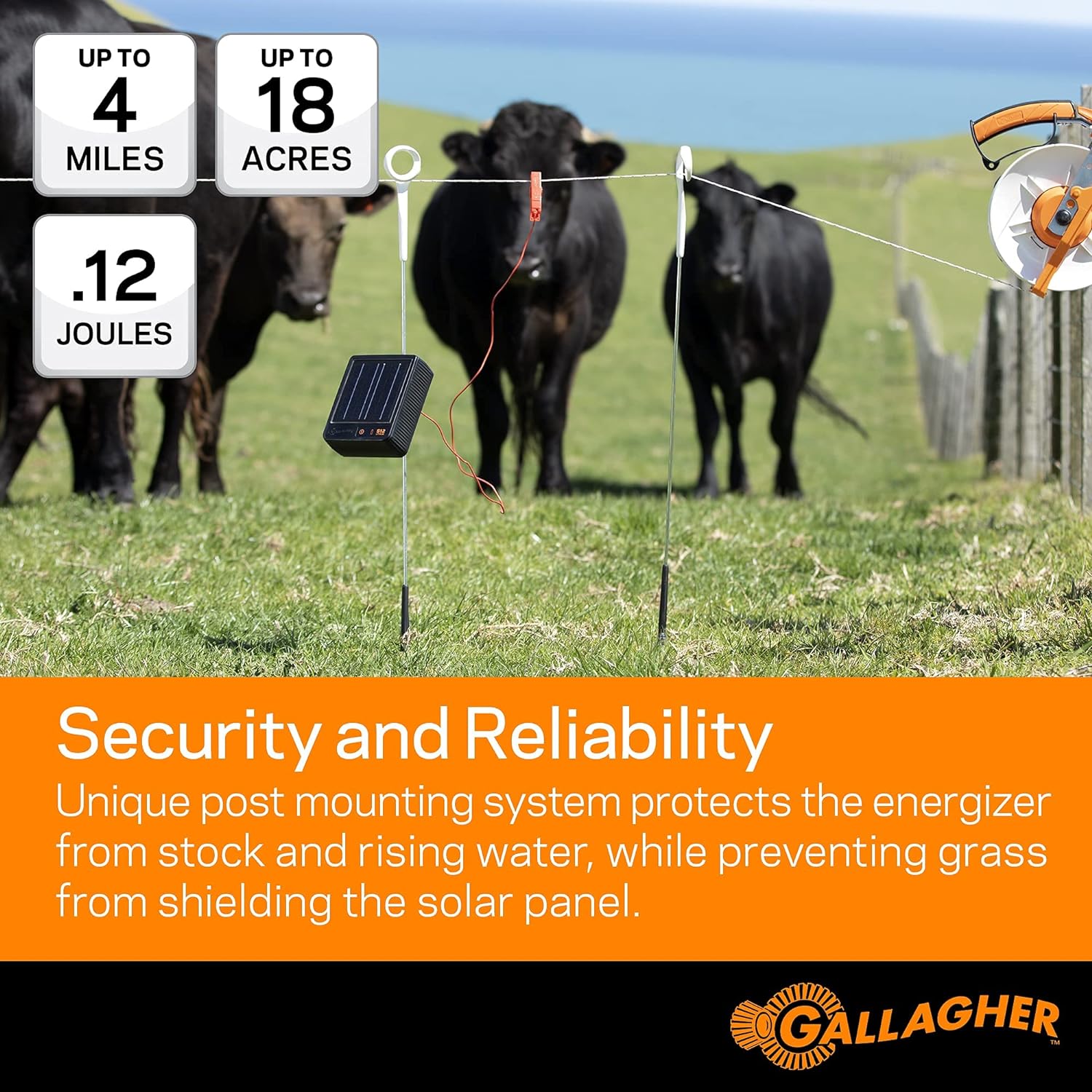 Solar Electric Fence Charger for Up to 4 Miles, 18 Acres O3414
