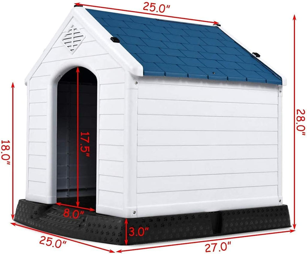 Waterproof Plastic Dog House with Elevated Floor and Air Vents W997587
