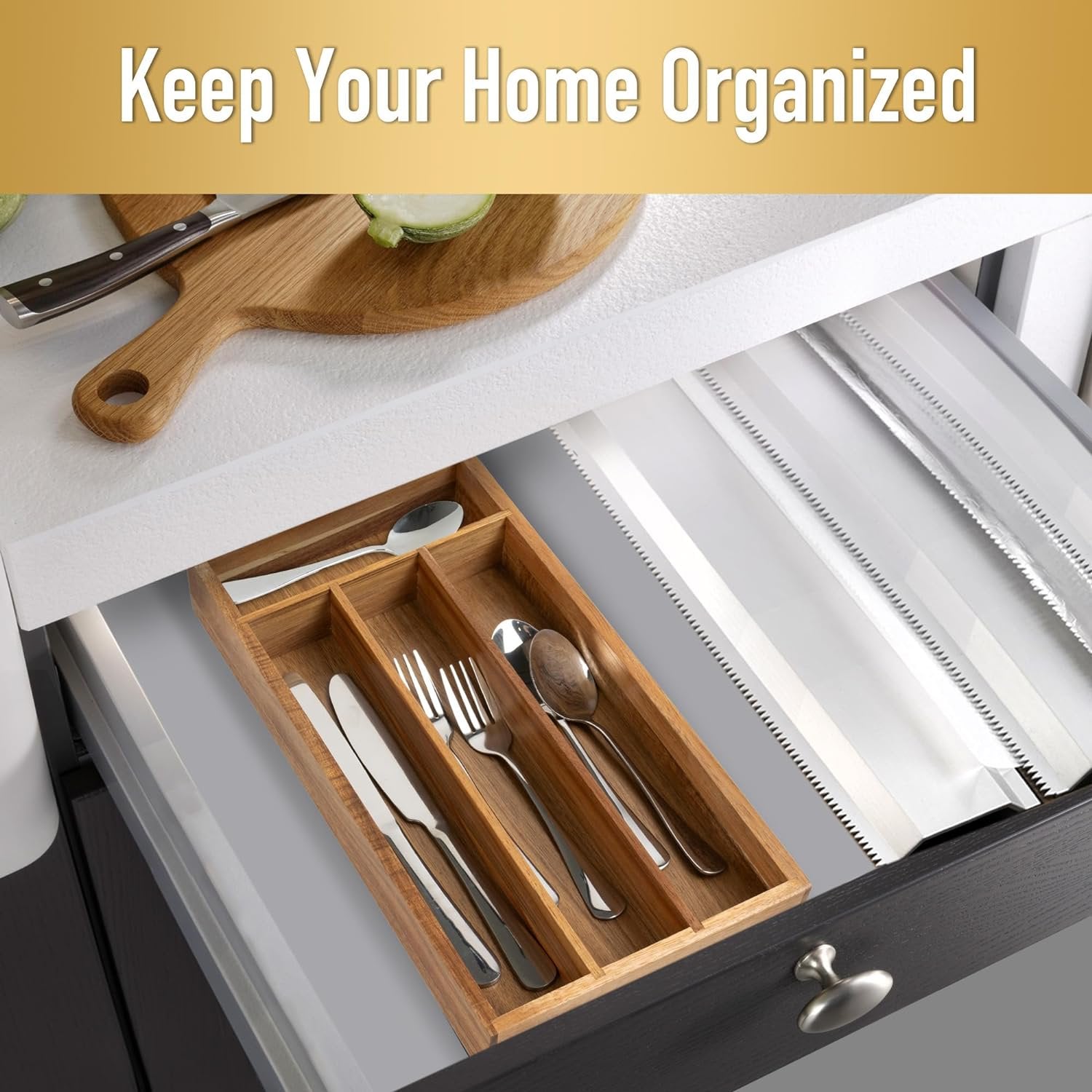 Silverware Drawer Organizer with Cutlery Tray C3735