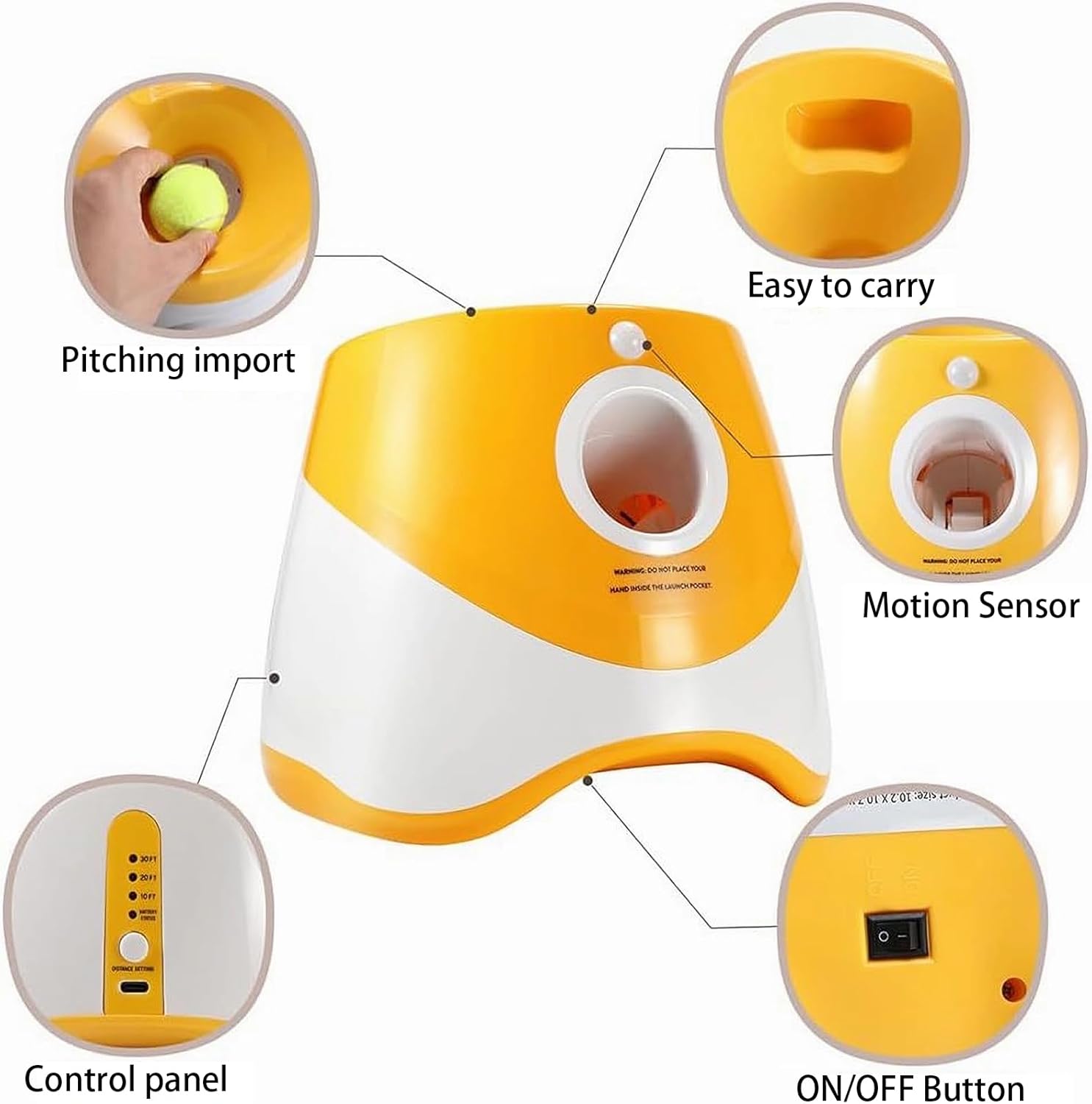 Automatic Dog Ball Launcher with 12 Tennis Balls, 10-30ft Throw Distance C6640