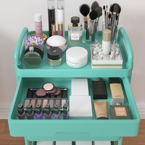 Rolling Utility Cart with Drawer, 3-Tier Storage Organizer, Black A207