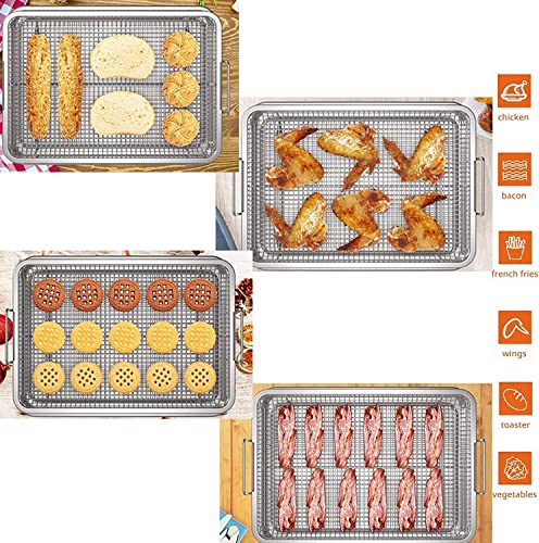 Large Air Fryer Basket for Oven, Stainless Steel Crisping Tray Set E81298