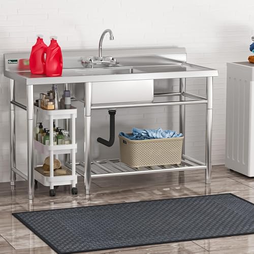 Freestanding Stainless Steel Single Bowl Commercial Sink Station, 29in F115177