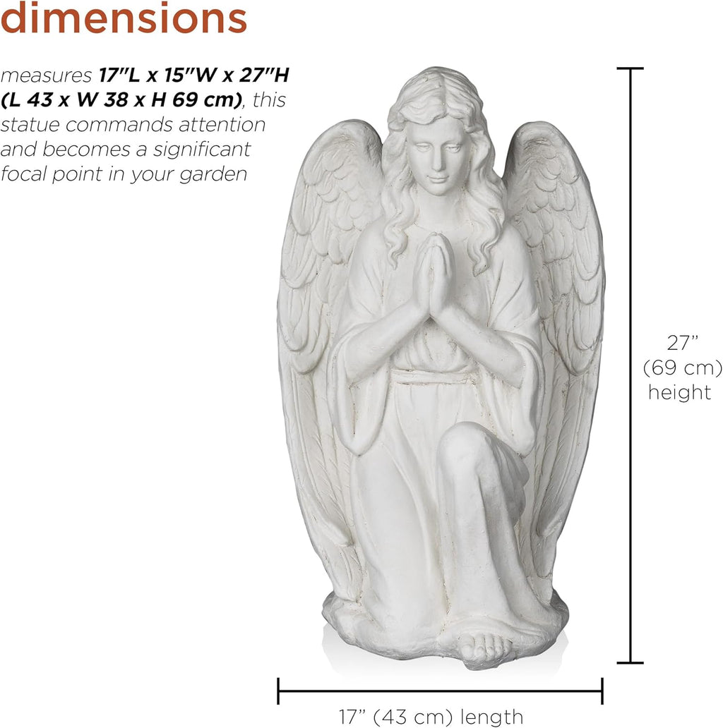 Kneeling Praying Angel Statue, White P6788