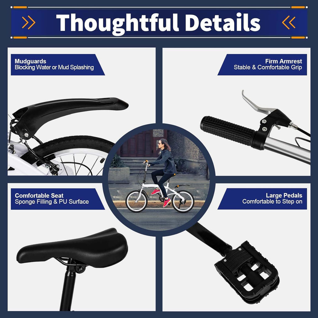 Folding Bike 20 Inch, 6 Speed, Adjustable Seat Y161