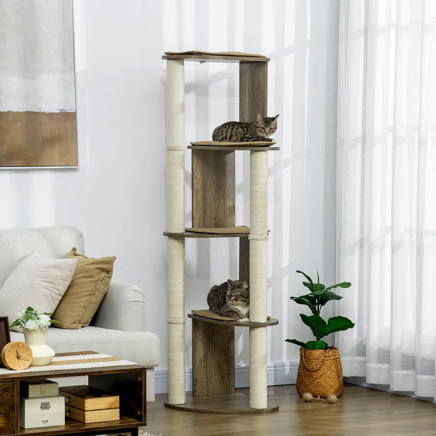 Corner Cat Tree Tall for Climbing with Scratching Posts M902