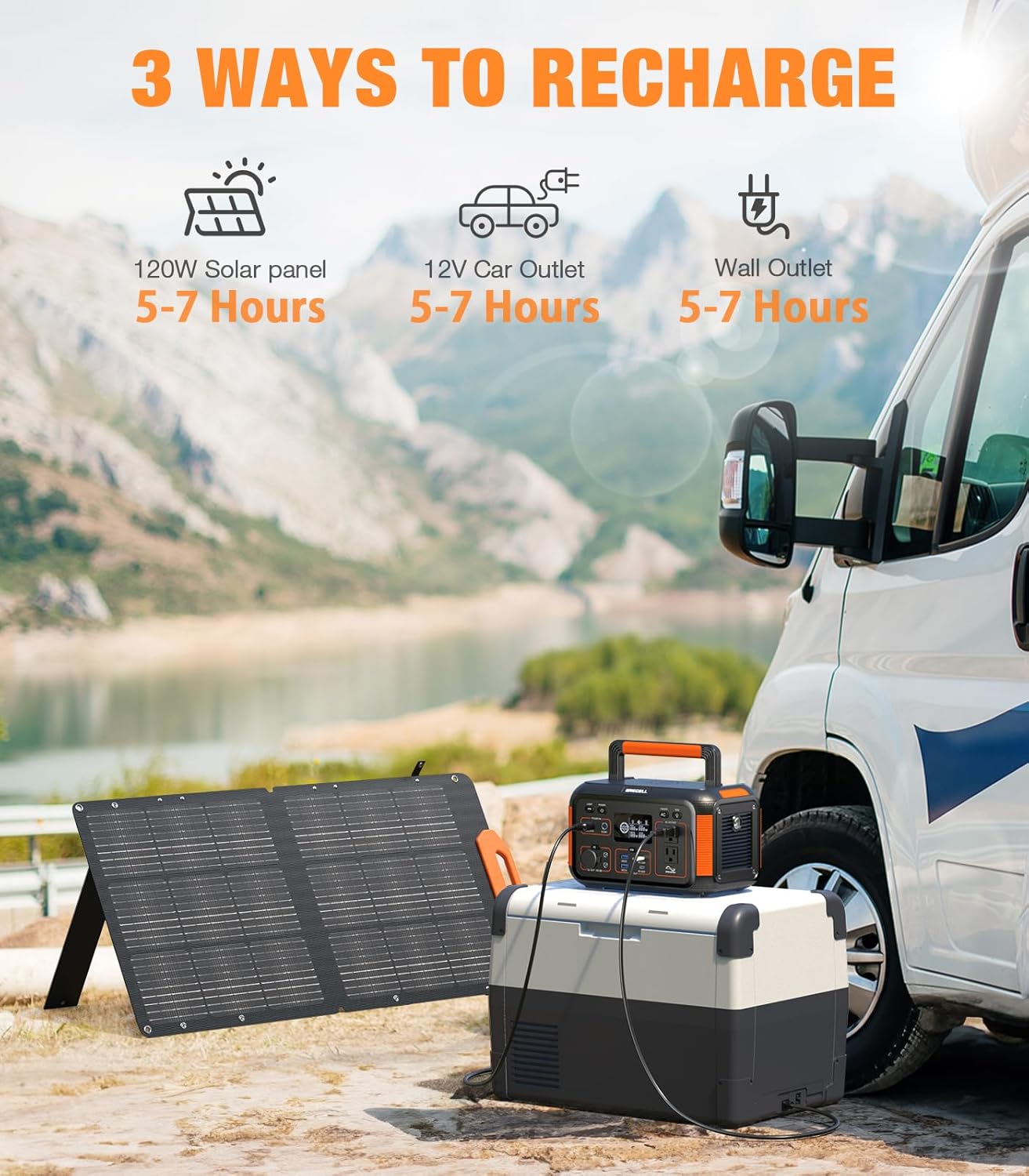Portable Solar Generator 500W with 100W Solar Panel for Camping Emergency E270054