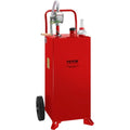 VEVOR Fuel Caddy 30 Gallon, Fuel Storage Tank with Wheels, Portable Gas Caddy with Manual Transfer Pump, Gasoline Diesel Fuel Container for Cars, Lawn Mowers, ATVs, Boats & More, Red