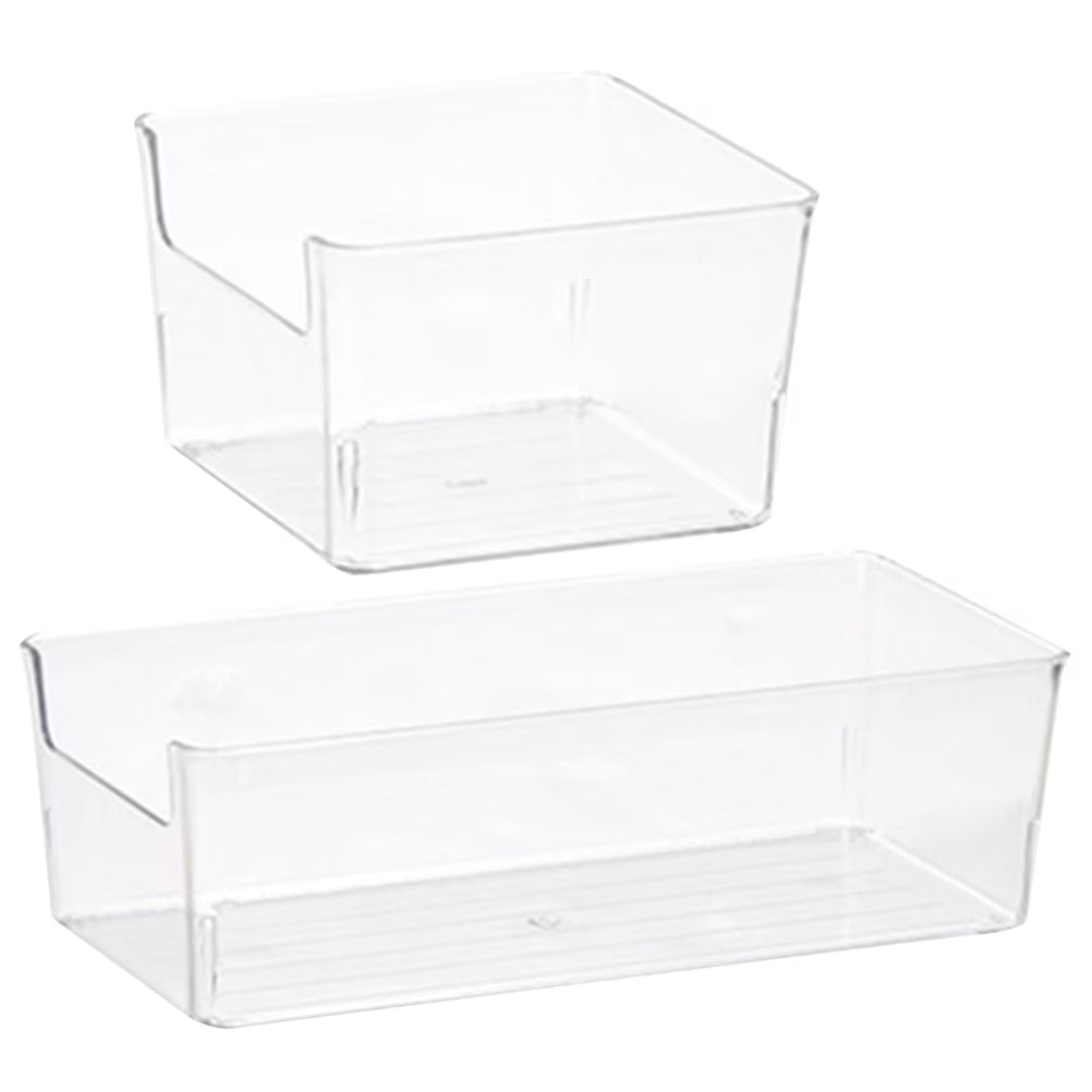 2 Pcs Desktop Storage Box Clear Bin Dividers Drawer Transparent