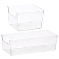 2 Pcs Desktop Storage Box Clear Bin Dividers Drawer Transparent