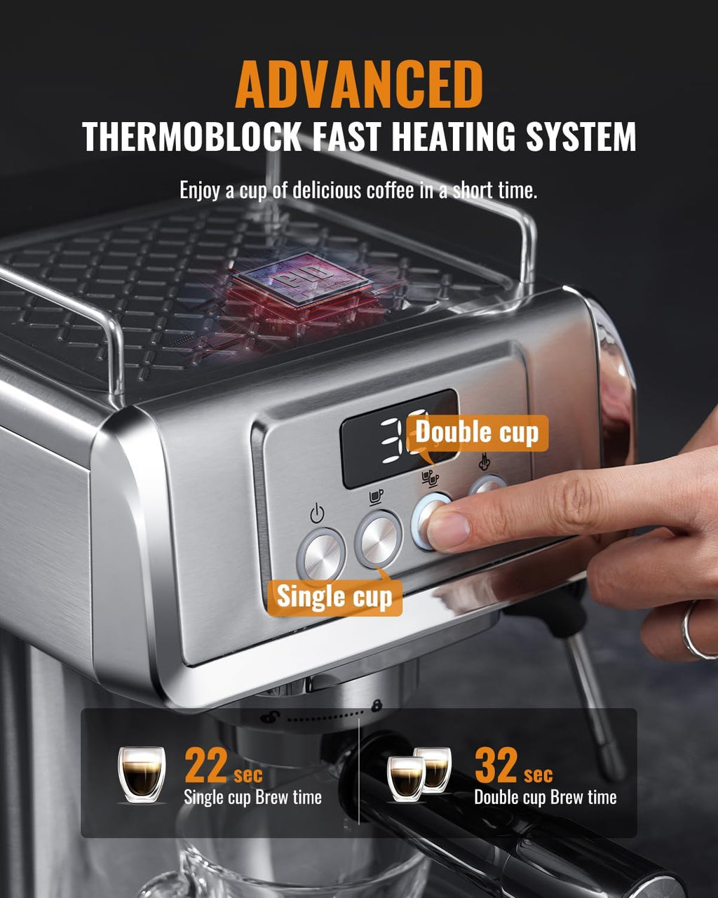 Stainless Steel Espresso Machine with Milk Frother Z389