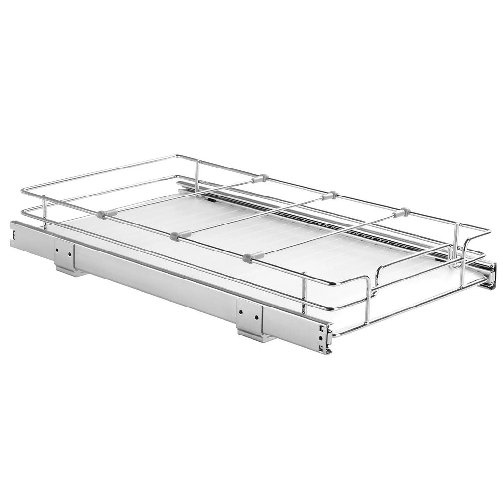 Pull Out Cabinet Organizer, Chrome Steel Slide Out Shelves for Kitchen Pantry M647273