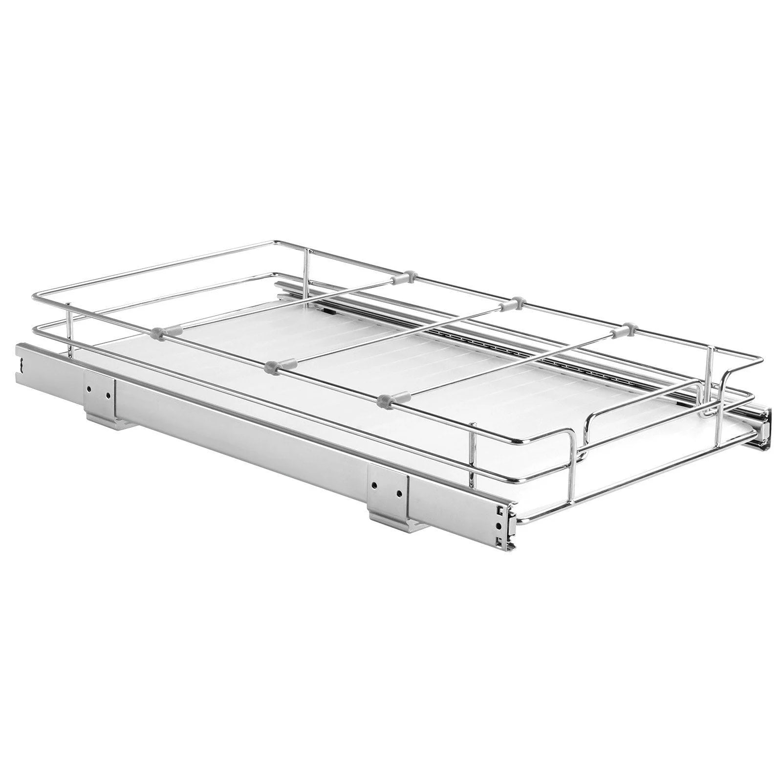 Heavy Duty Pull Out Cabinet Organizer, Chrome Steel Sliding Shelves U879582