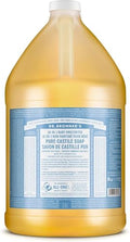 Dr. Bronner’s - Pure-Castile Liquid Soap (Baby Unscented, 1 Gallon) - Made with Organic Oils, 18-in-1 Uses: Face, Hair, Laundry and Dishes, For Sensitive Skin and Babies, No Added Fragrance, Vegan