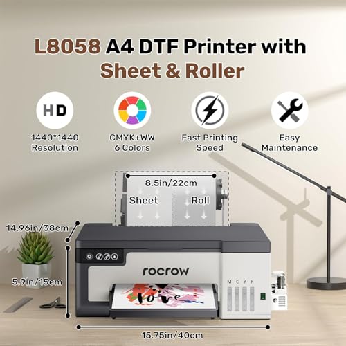A4 T-shirt DTF Printer with White Ink Mixing, Roll Feeder, and Automatic Cleaning R39790