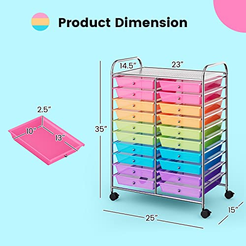 Rolling Storage Cart with 20 Drawers on Wheels C5284