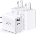 [3 Pack] USB-C Wall Charger, 20W Durable Dual Port QC+PD 3.0 Power Adapter, Double Fast Plug Charging Block for iPhone 14/14 Pro/13/15/15 Pro/Pro Max/Plus, XS/XR/X, Watch Series 8/7 Cube(White)