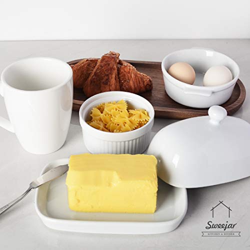 Butter Dish with Lid, 7 inches, White P5307