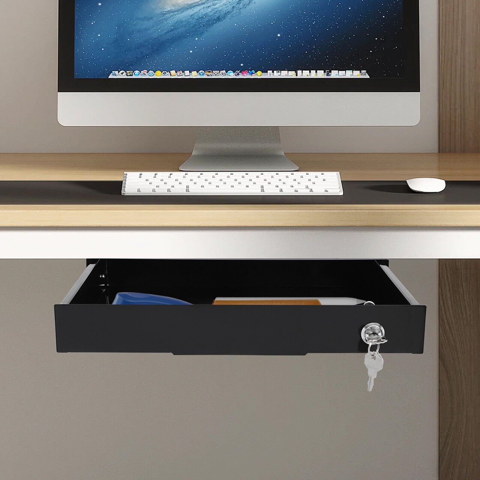Under Desk Mounted Iron Drawer Storage with Keys E4804