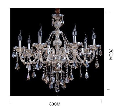 Cognac 8-Light K9 Crystal Chandelier Modern Candle Pendant Lamp A939449