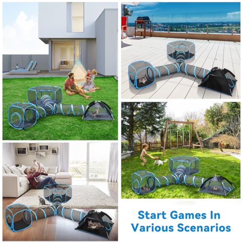 Outdoor Cat Enclosure with Mesh Tent, Tunnel, and Playhouse R709