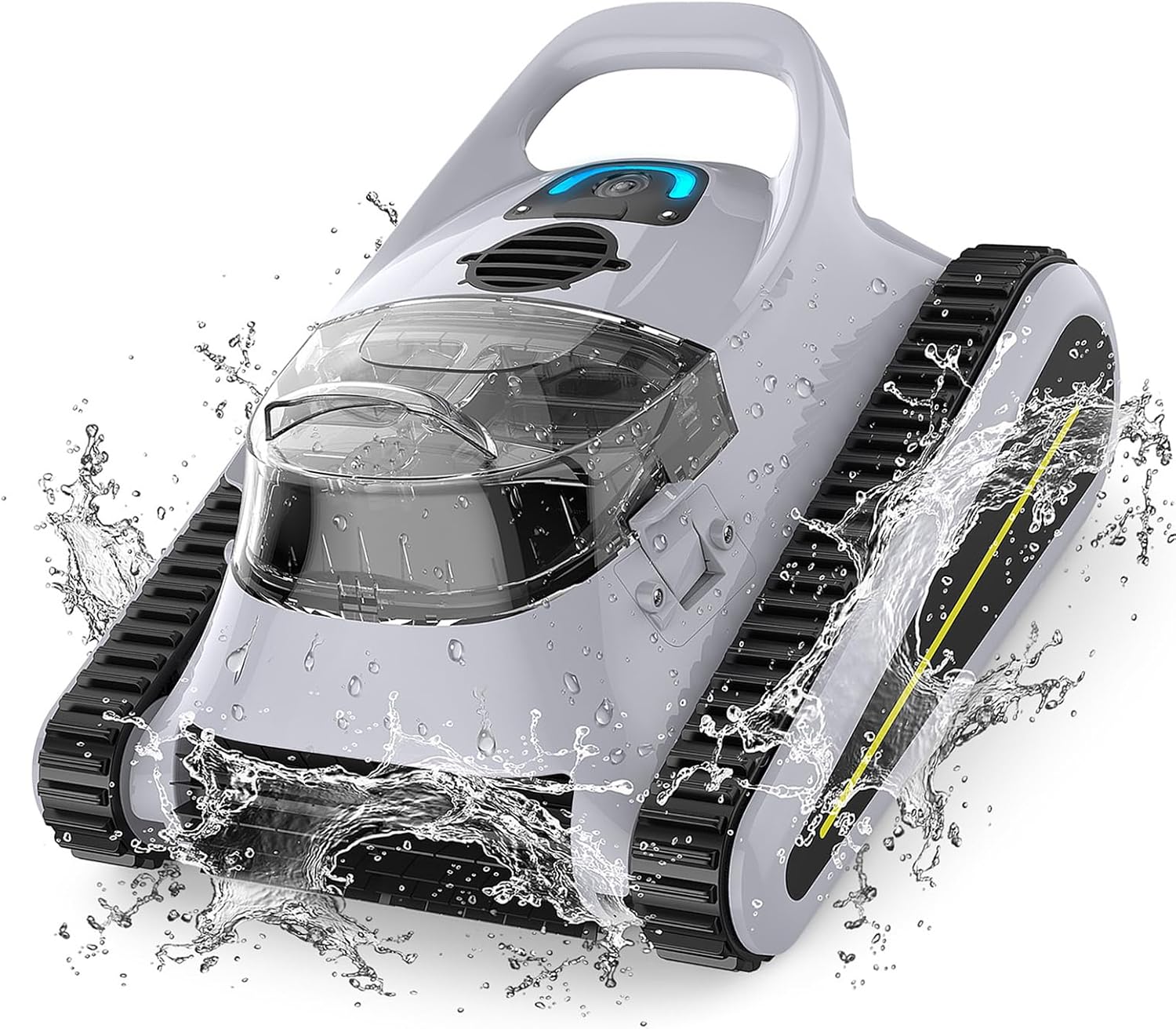 Seauto Robotic Pool Cleaner: Automatic Cordless Vacuum for Inground Pools, Wall Climbing, 180W Suction, LED Indicator, Self-Parking, Suitable for Up to 2,000 sq. ft.-Grey