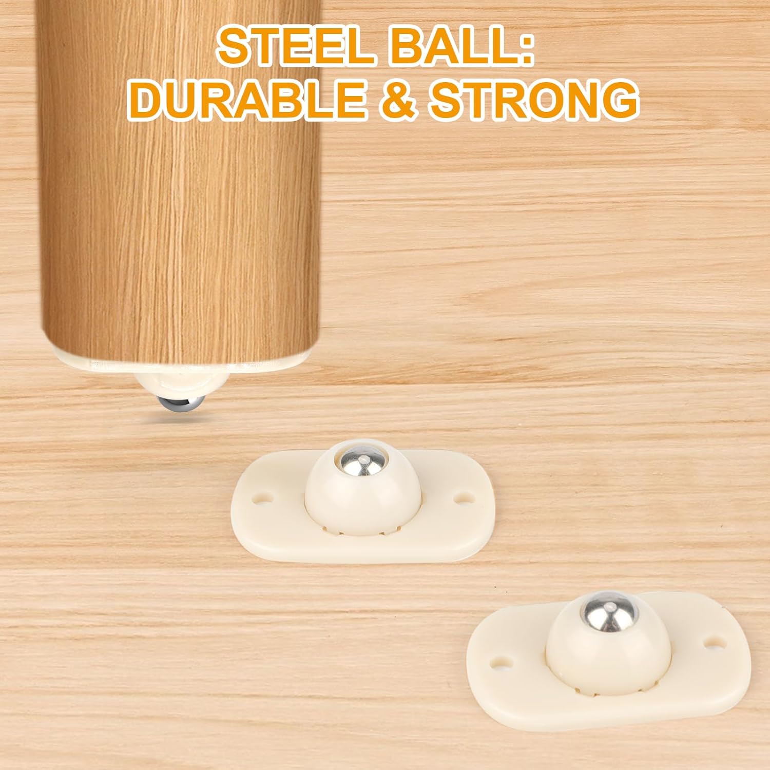 Self-Adhesive Mini Caster Wheels, 360° Swivel Sticky Pulleys for Small Furniture, White T2605