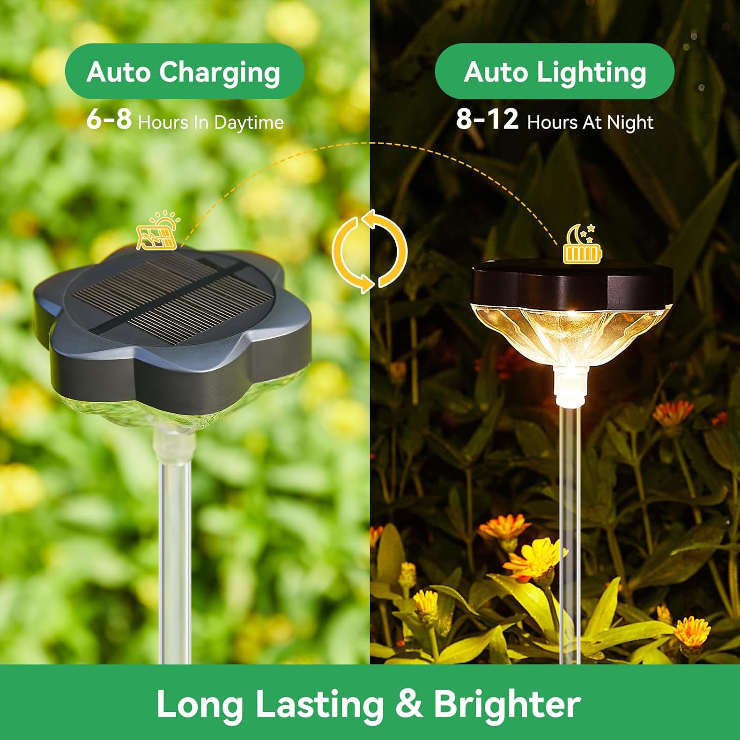 Solar Pathway Lights Outdoor, 6 Pack Color Changing Warm White, IP65 Waterproof L246093