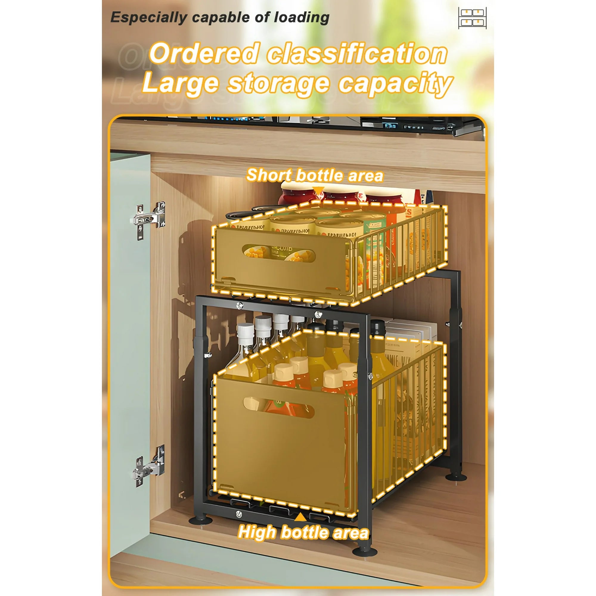 Under Sink Organizer with Pull Out Cabinet Drawer O9071
