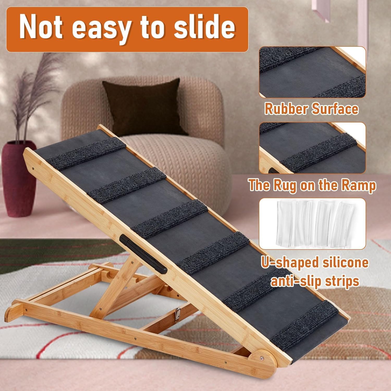 Dog Ramp for Bed, 6-Layer Adjustable, Non-Slip Surface Y1364