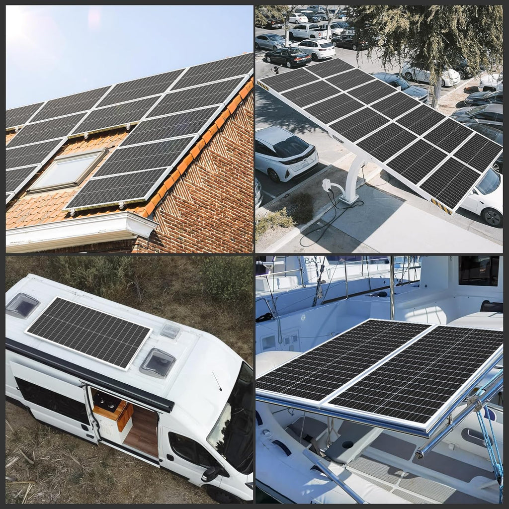 100W Solar Panels 2 Pack, Monocrystalline PV Module for RV Boat Caravan Off-Grid C150