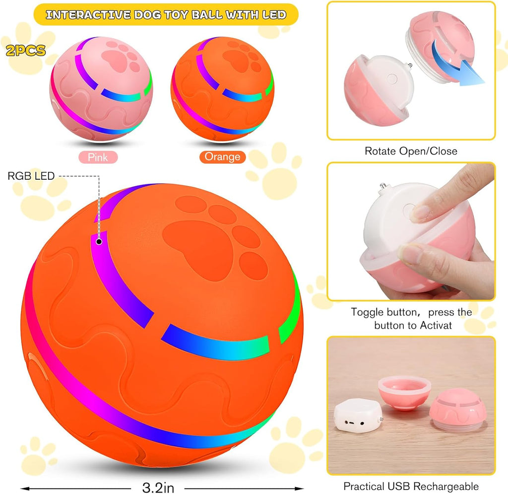 Interactive Dog Toy Ball with LED, USB Rechargeable X866606