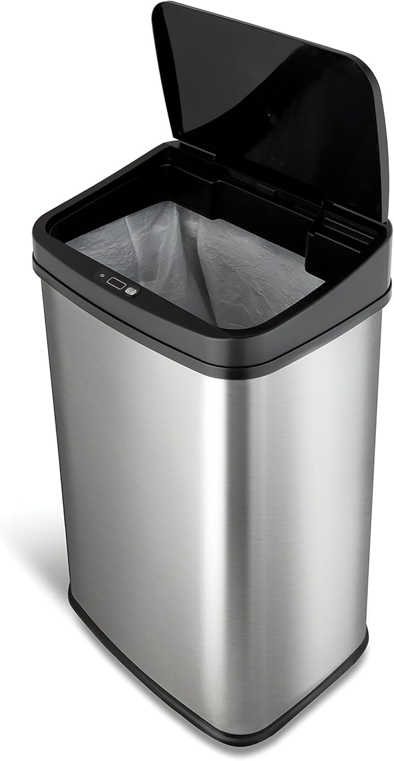 Automatic Motion Sensor Trash Can, 13 Gal, Black Trim X98409