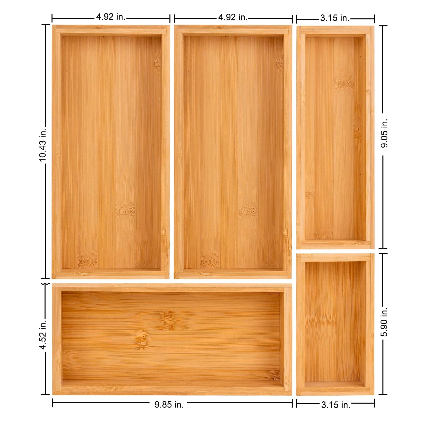 Bamboo Drawer Dividers, Adjustable Wood Organizer Trays T4559