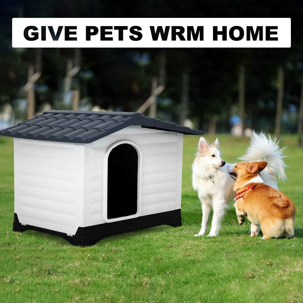 Large Dog House for Indoor Outdoor Use, Water Resistant Plastic Pet Kennel T205905
