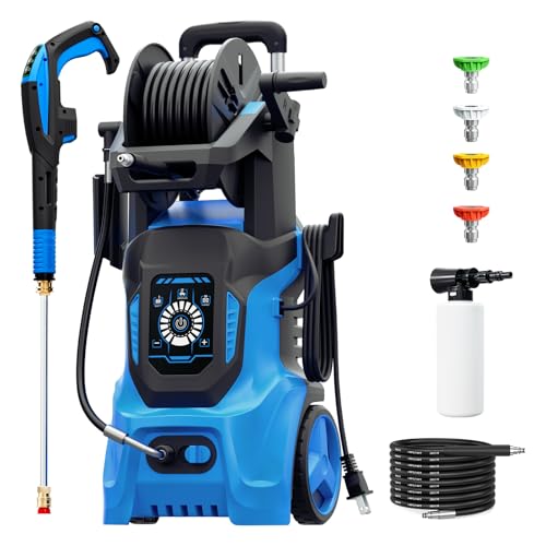 Electric Pressure Washer 4500 PSI Max 3.2 GPM,Power Washer with RC Adjustable Pressure,4 Nozzles and 500ml Foam Cannon,for Cars,Patios and Floor Cleaning