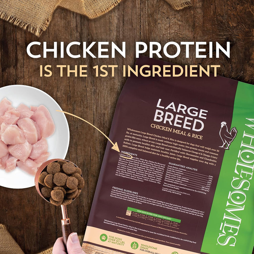 Large Breed Dry Dog Food, Chicken Meal and Rice, 40 lb T788