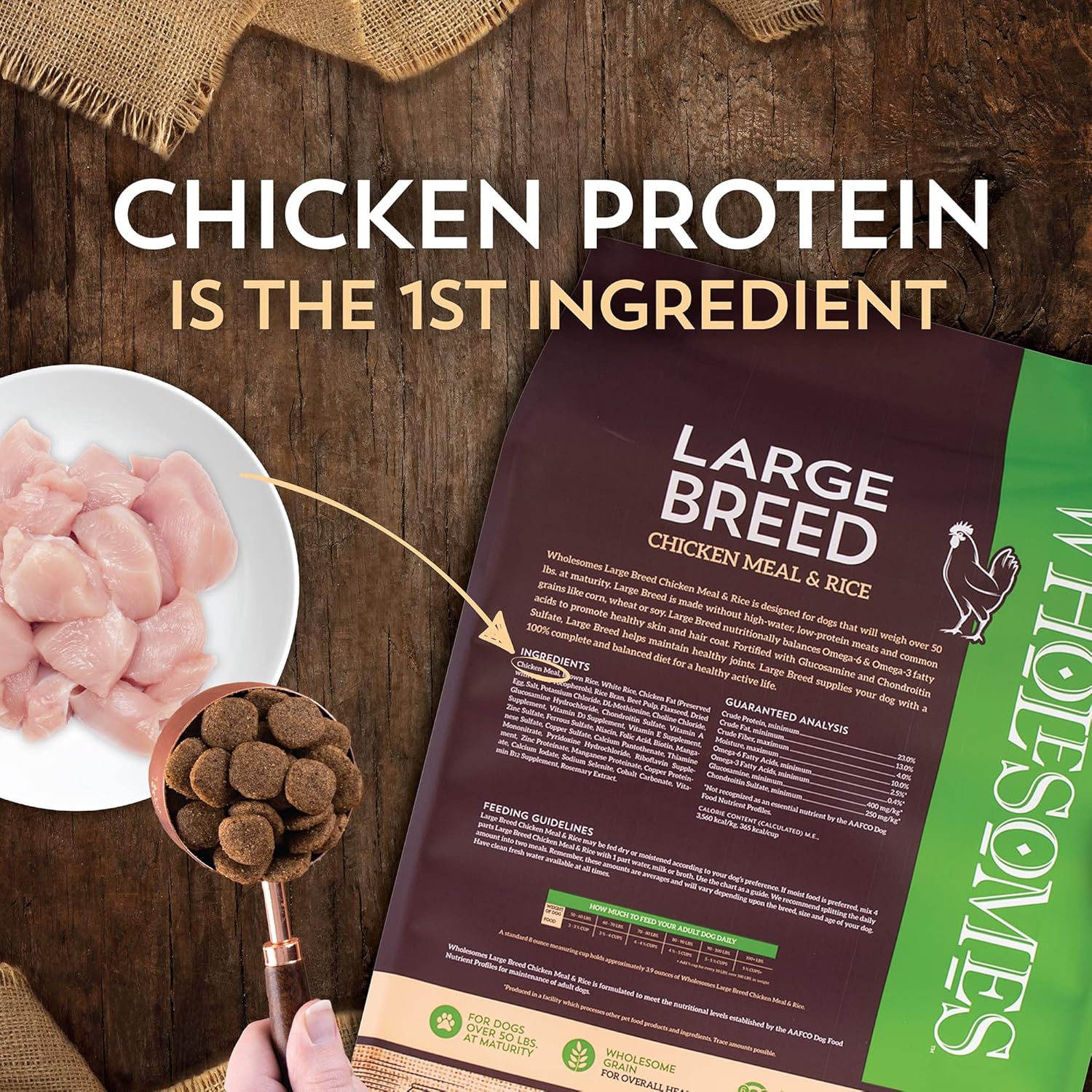 Large Breed Dry Dog Food, Chicken Meal and Rice, 40 lb T788
